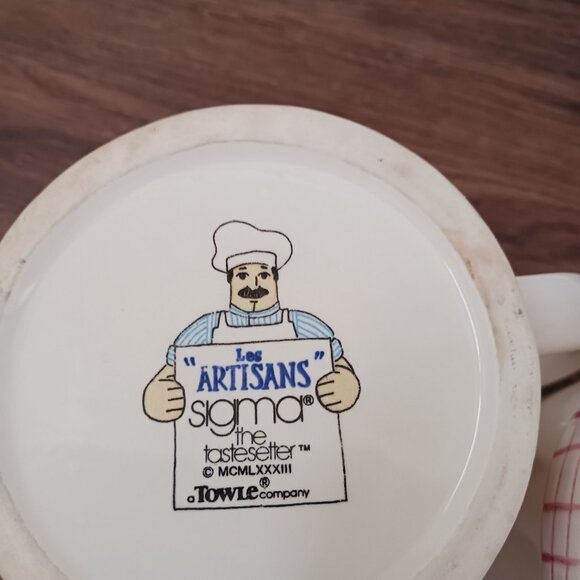 2 Coffee Mugs Sigma Les Artisans Tastesetter Towle Turban Figural Eggs Donut - Picture 5 of 5